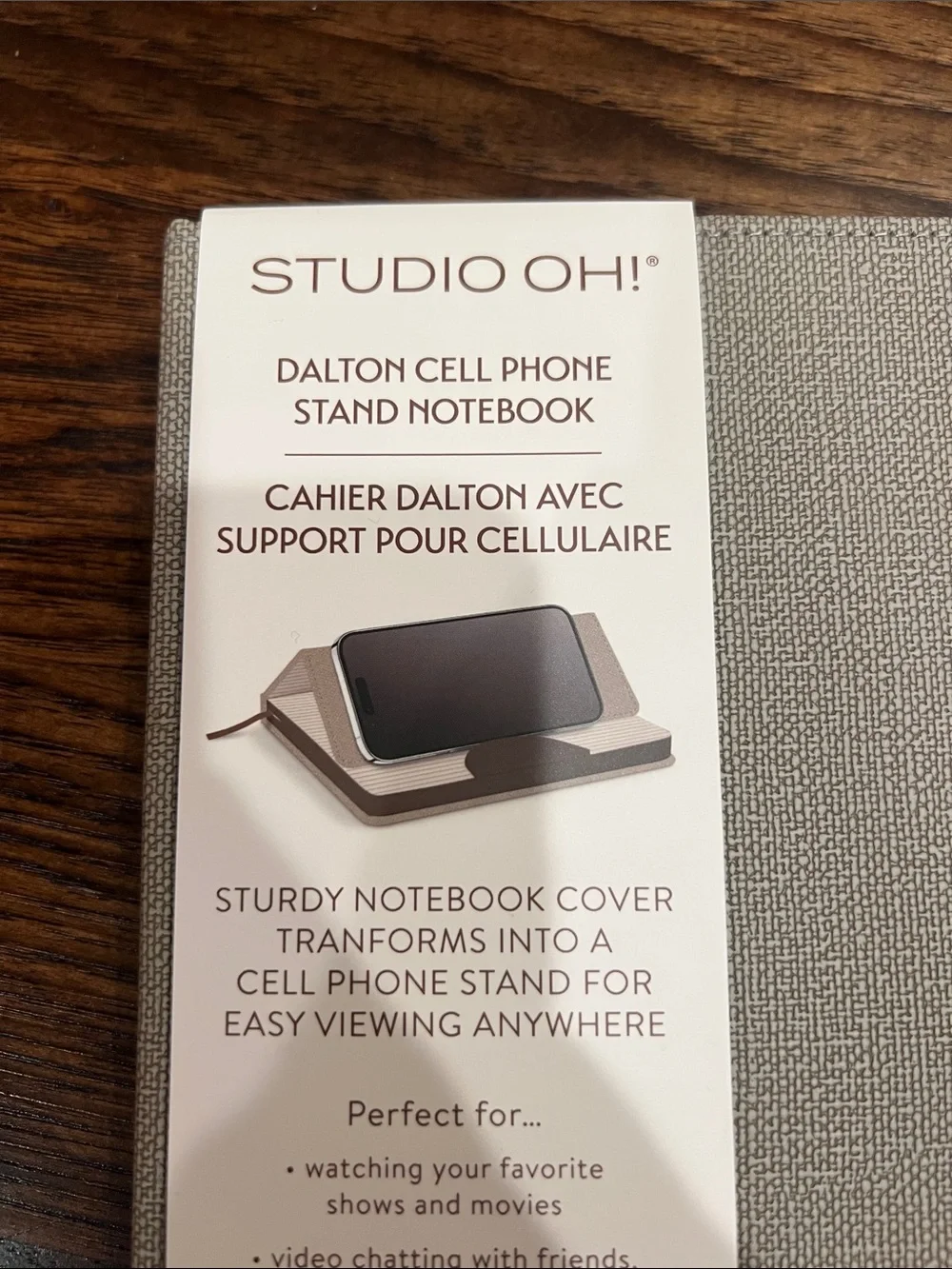 NWT Studio Dalton Phone Stand Notebook Cover in Beige with Black Accent